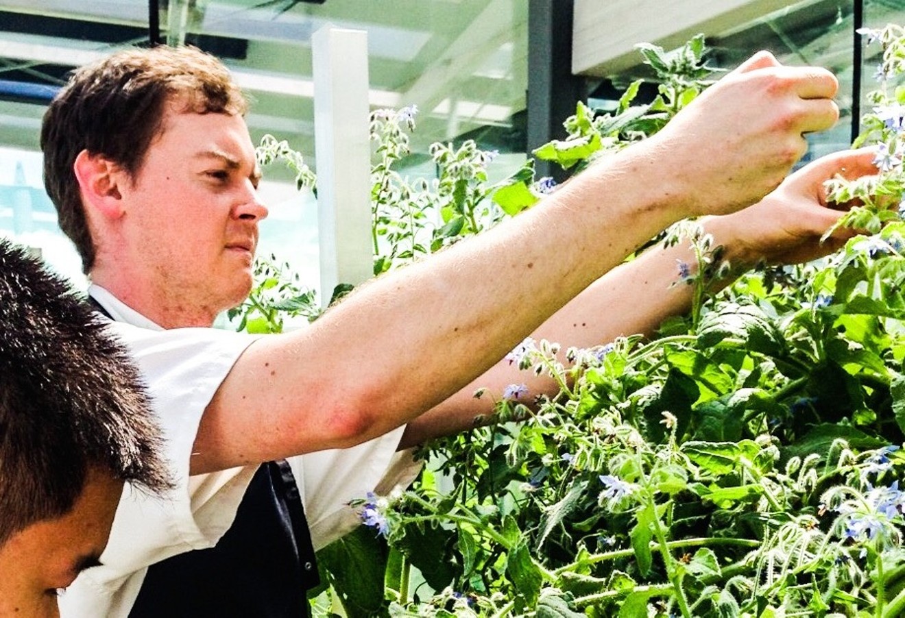 Chef Clay Inscoe likes to pick his own herbs.