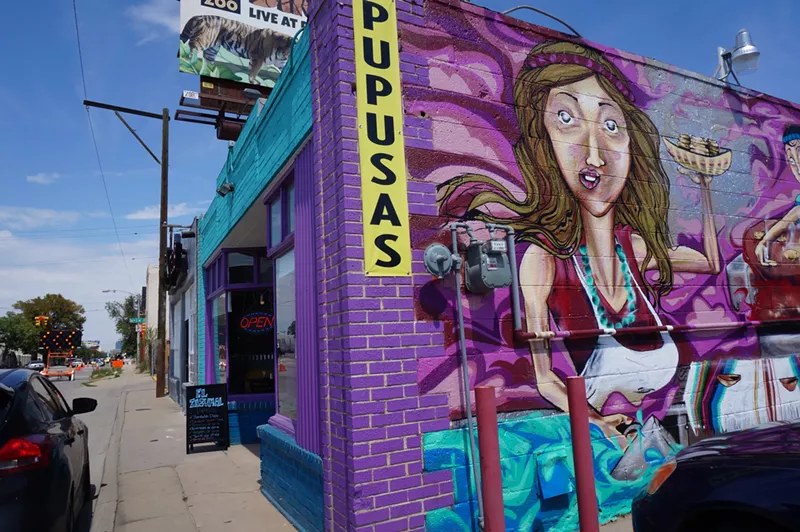 Image: Look for the mural and sign announcing pupusas on Santa Fe between Second and Third.