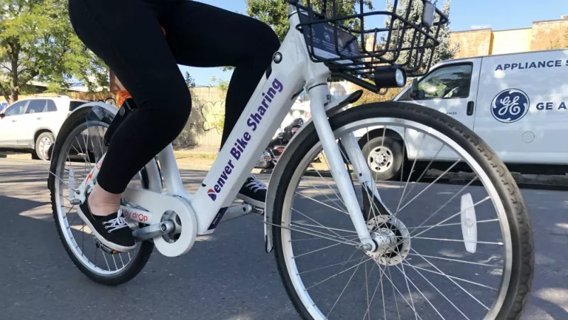 Image: One of the new B-cycle e-bikes on the road.
