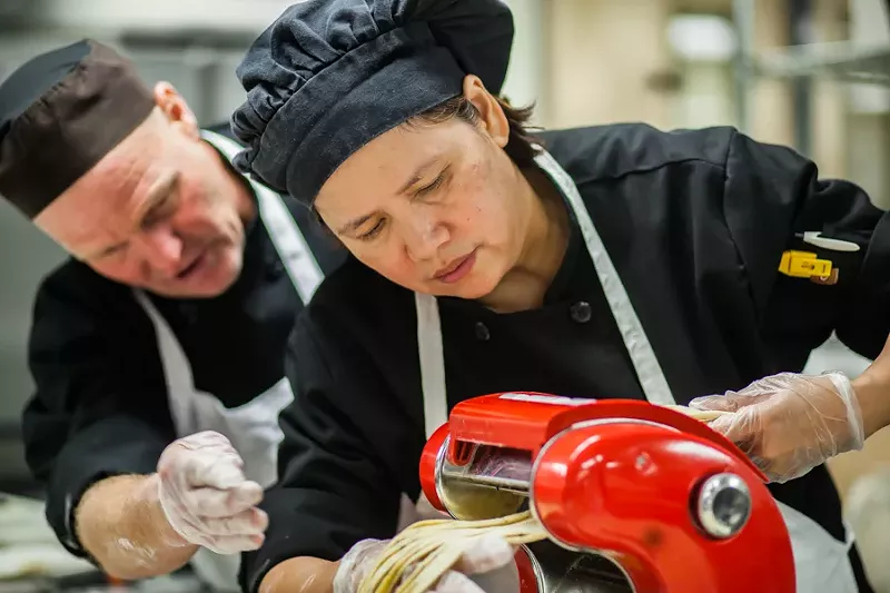 Image: Students learn valuable food-service skills in the Emily Griffith training kitchen.