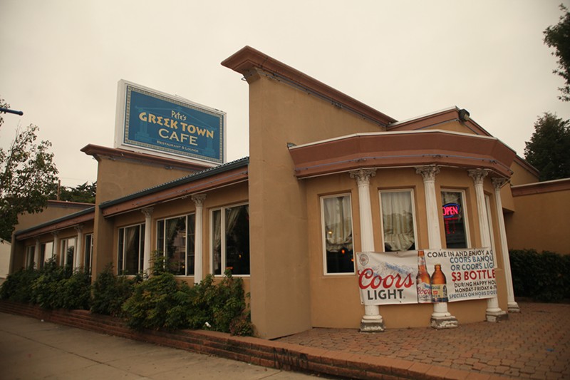Despite the "Open" sign in this photo, Pete's Greek Town Cafe is closed.
