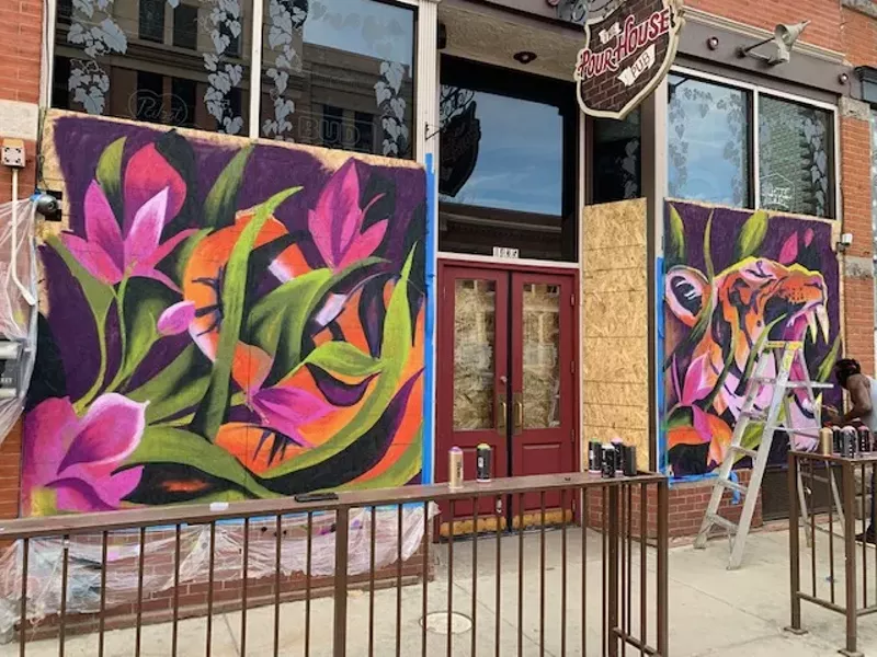 Image: Colorful murals from Plywood Projects outside the Pour House.