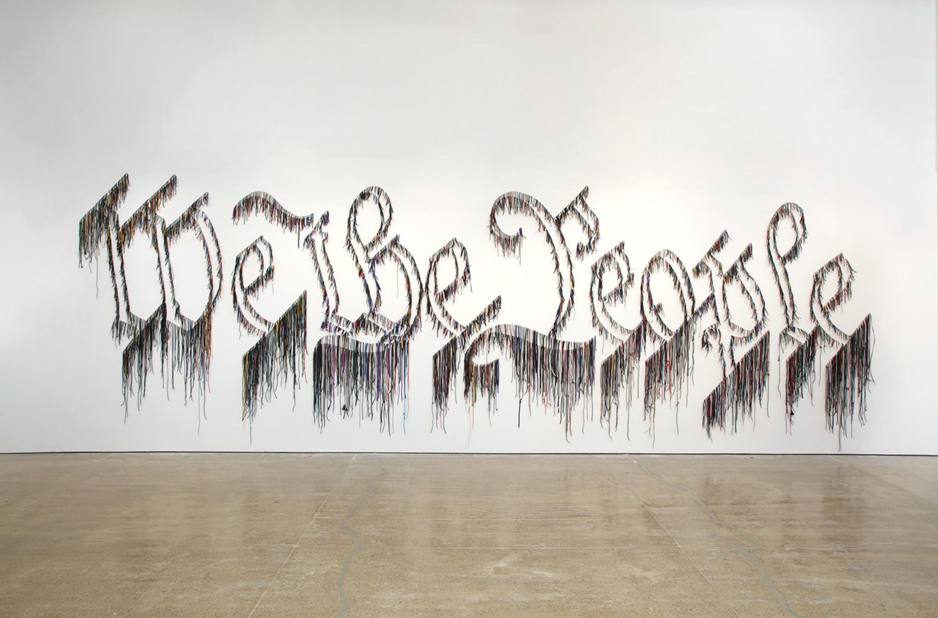 Nari Ward, “We the People,” 2011, colored shoelaces.