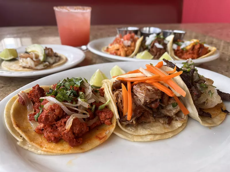 Image: a variety of tacos on a plate