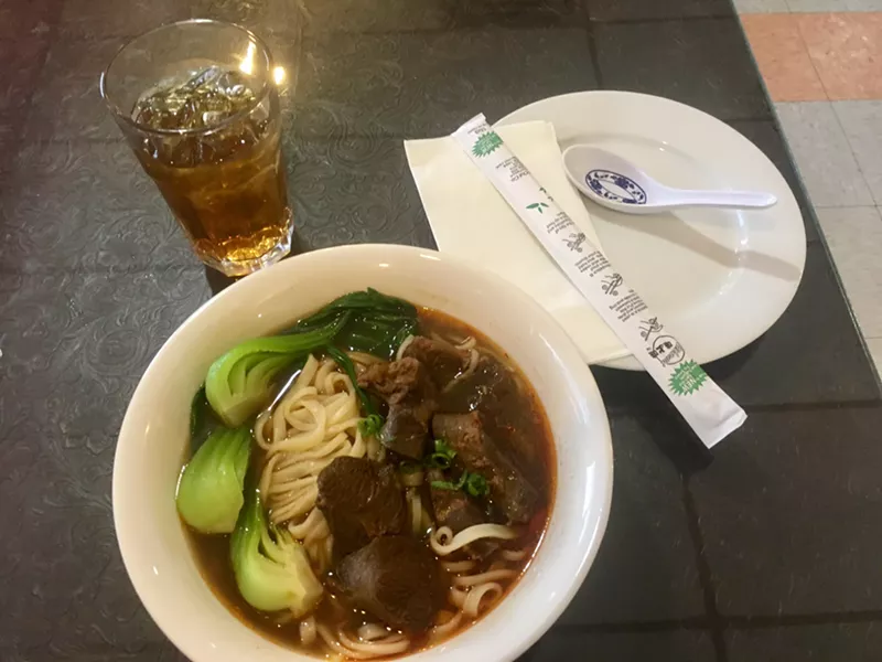 Image: Lucky China's beef noodle soup with housemade noodles.