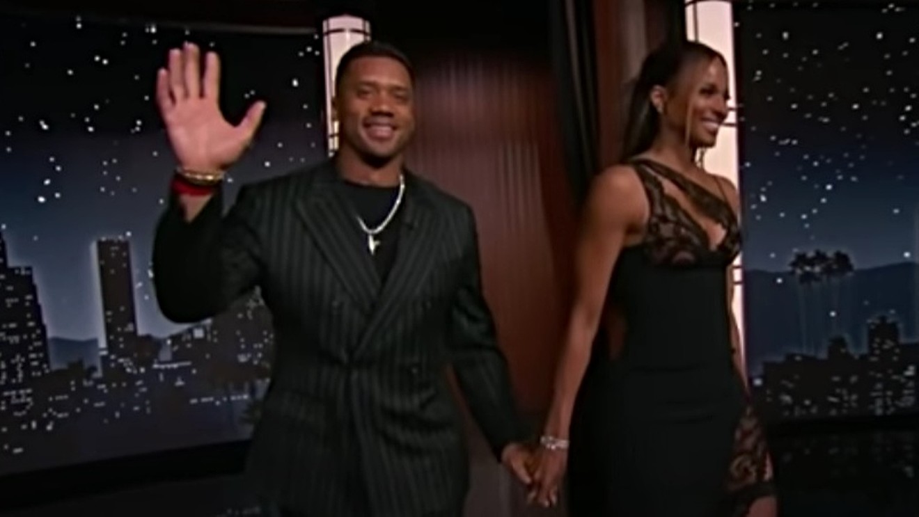 Russell Wilson and wife Ciara during a recent appearance on Jimmy Kimmel Live.