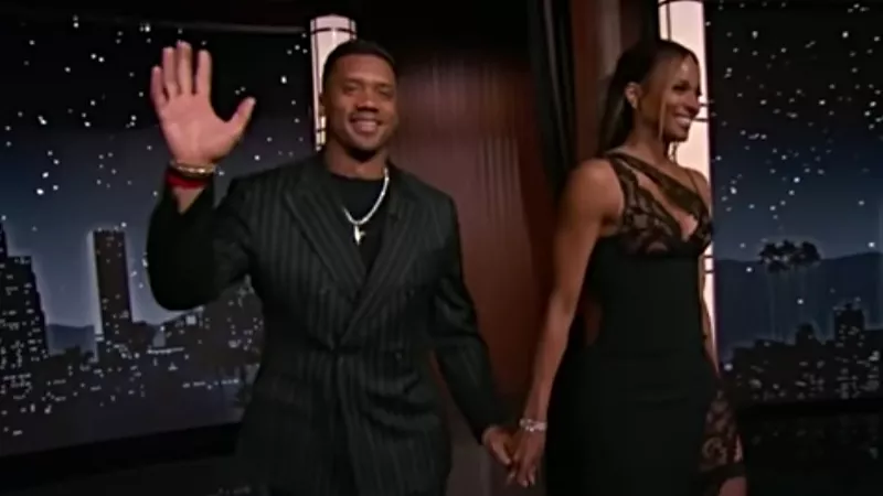 Image: Russell Wilson and wife Ciara during a recent appearance on Jimmy Kimmel Live.