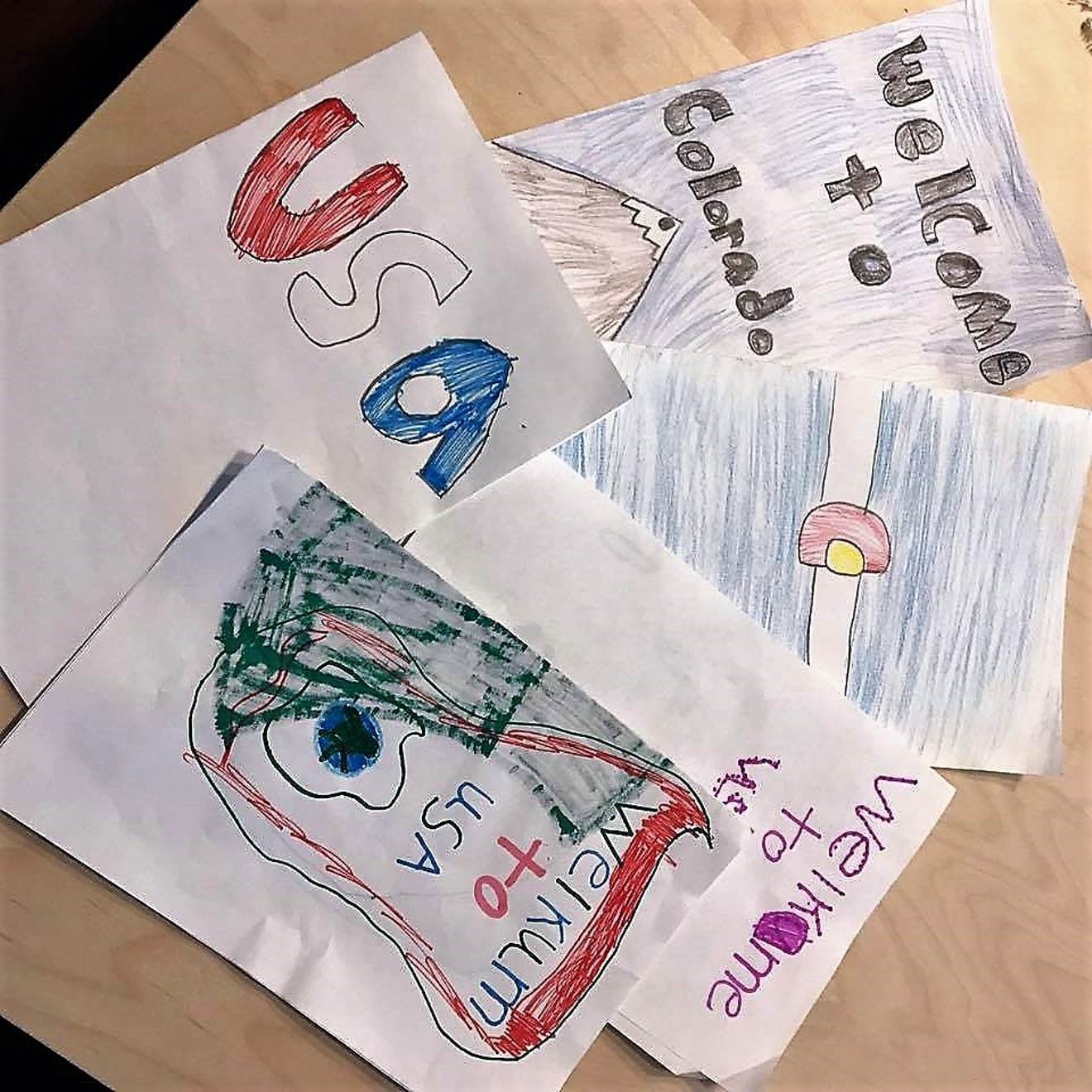 Cards that Colorado kids made for detained parents in Aurora's immigrant detention center.