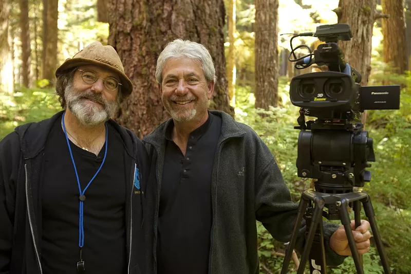 Image: Mushroom expert Paul Stamets (left) with Fantastic Fungi director Louie Schwartzberg.