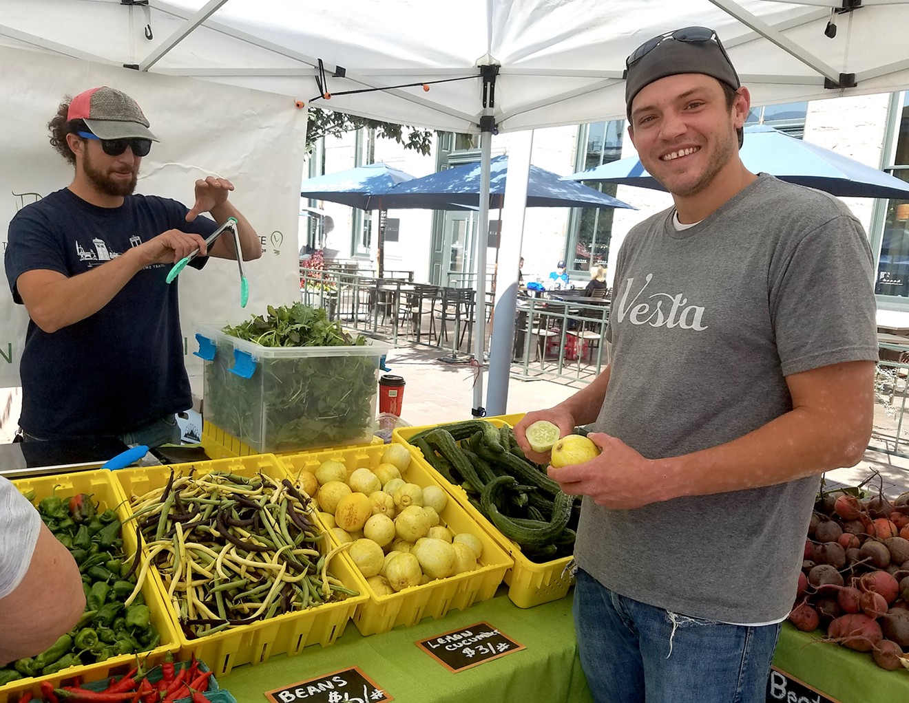 Chef Nick Kayser of Vesta shops at the ACRES at Warren Tech farm stand.