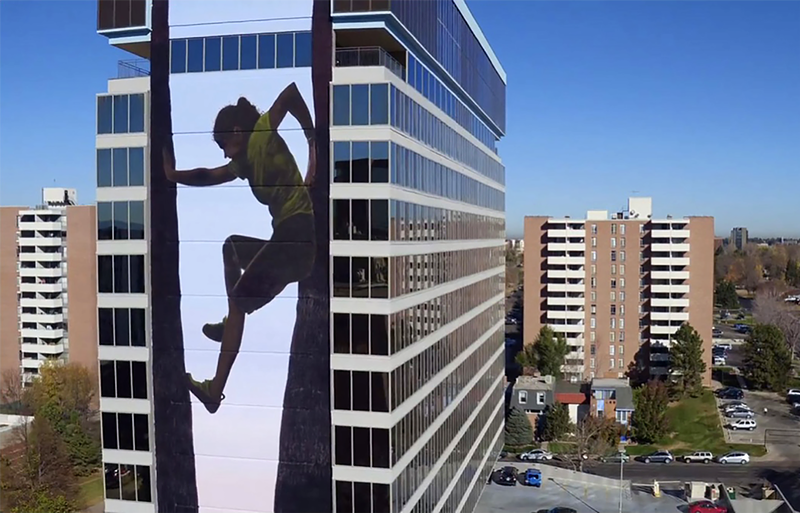 Image: "Free Climber" was the first mural the father-son team made together.