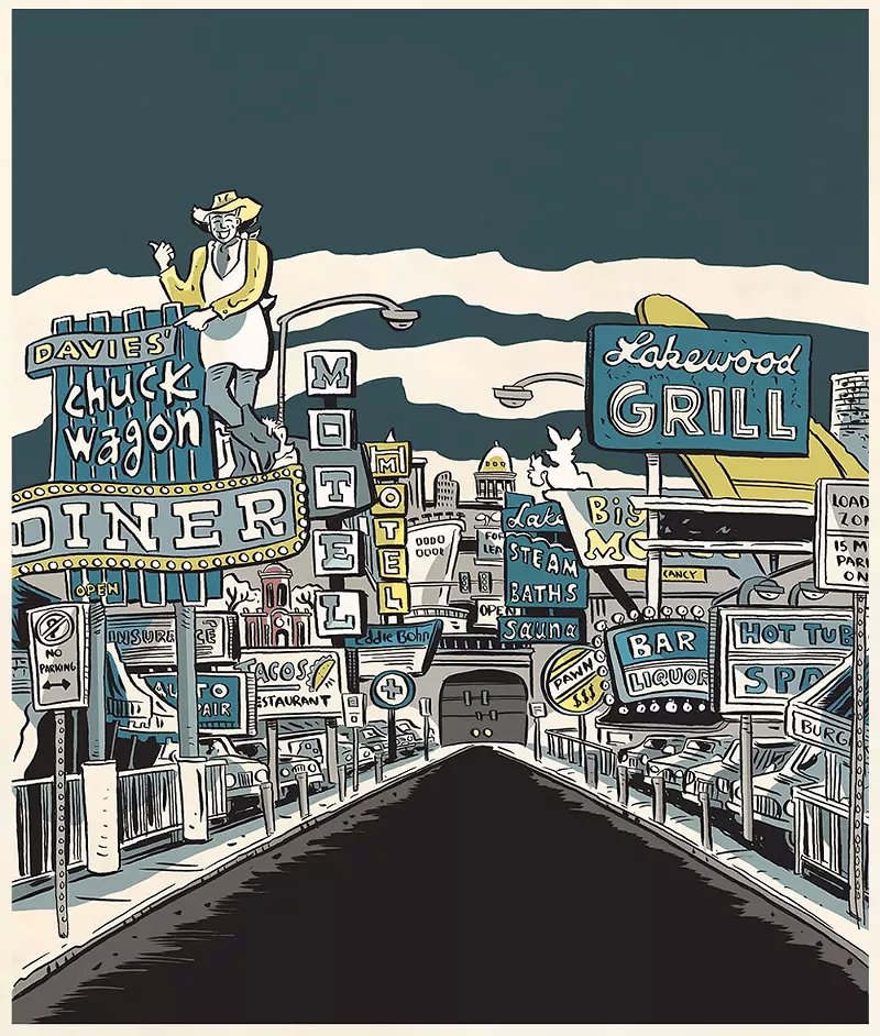 Image: cartoon drawing of street
