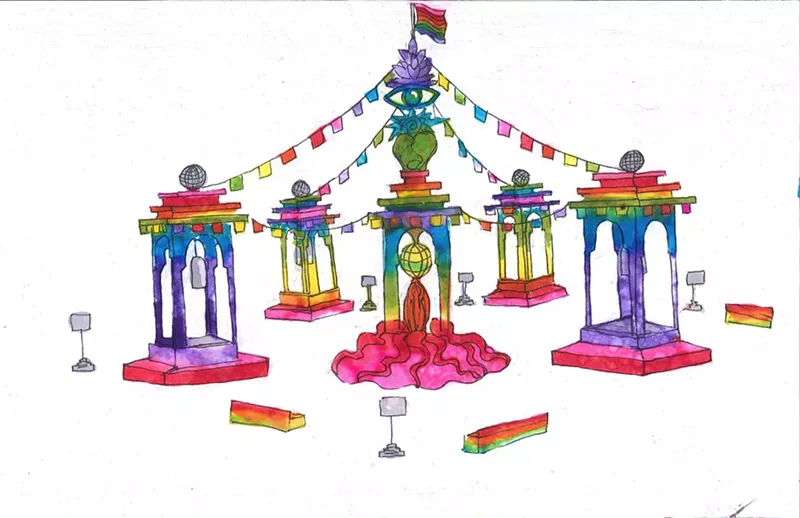 Image: A drawing of Hanzon and Wellman's Shrine to Humanity.