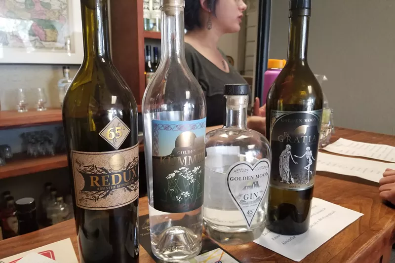 Image: A few of Golden Moon's distilled products.