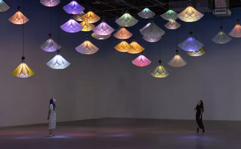 Image: DRIFT, “Meadow,” 2017, site-specific kinetic sculpture at the Denver Art Museum, through August 11.
