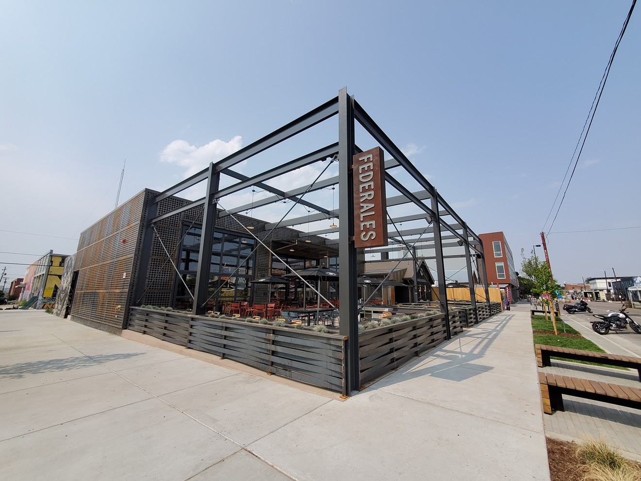 Federales's rooftop is retractable and there are garage doors at the front for an open-air feel.