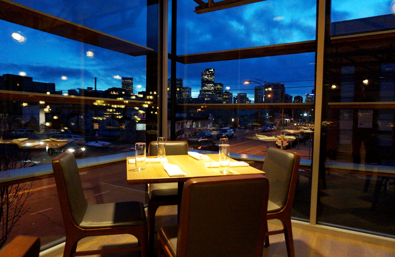 This could be the best table in town for a view of the city.