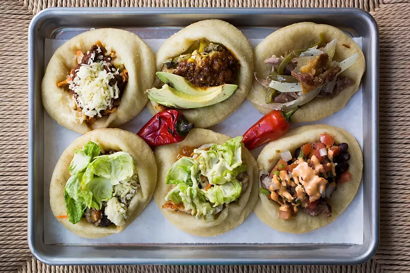 Image: An assortment Navajo fry-bread tacos at Kachina.