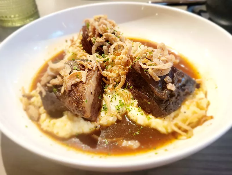 Image: Bison short rib over Anson Mills grits at Teachers' Lounge.