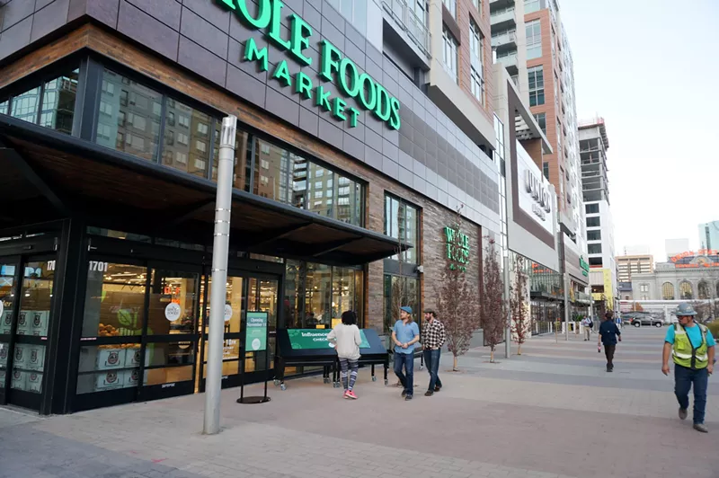 Image: Downtown's new Whole Foods Market, with Union Station in the background.