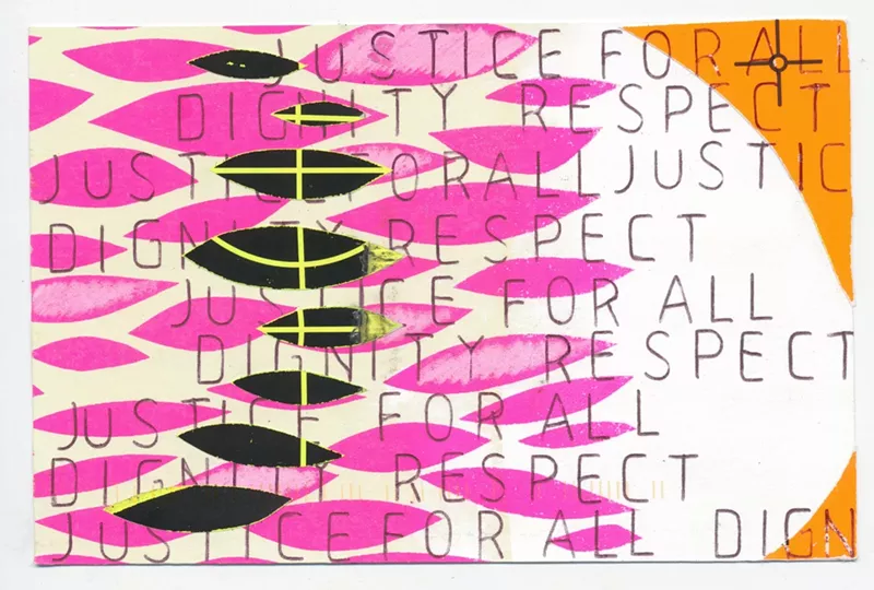 Image: Create a postcard for the Pink Progression exhibit series.