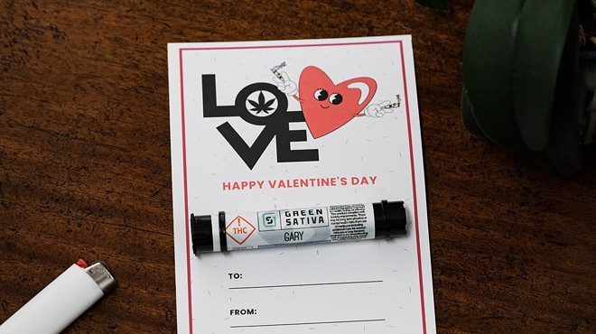 Marijuana Valentine's Day card with heart and joint