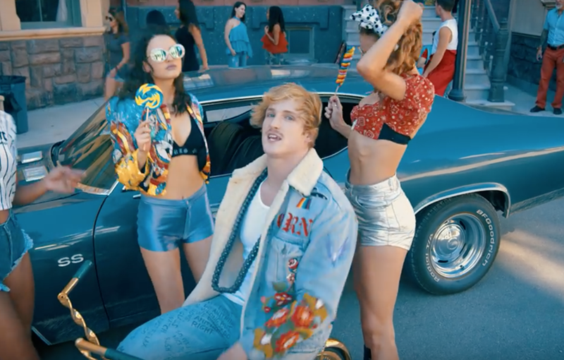Image: A scene from Logan Paul's ripoff of the Flobots' "Handlebars."