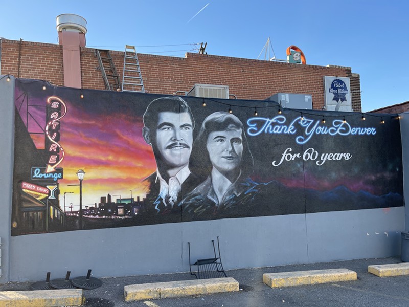 The new mural at Pete's Satire features Elizabeth and Pete Contos.