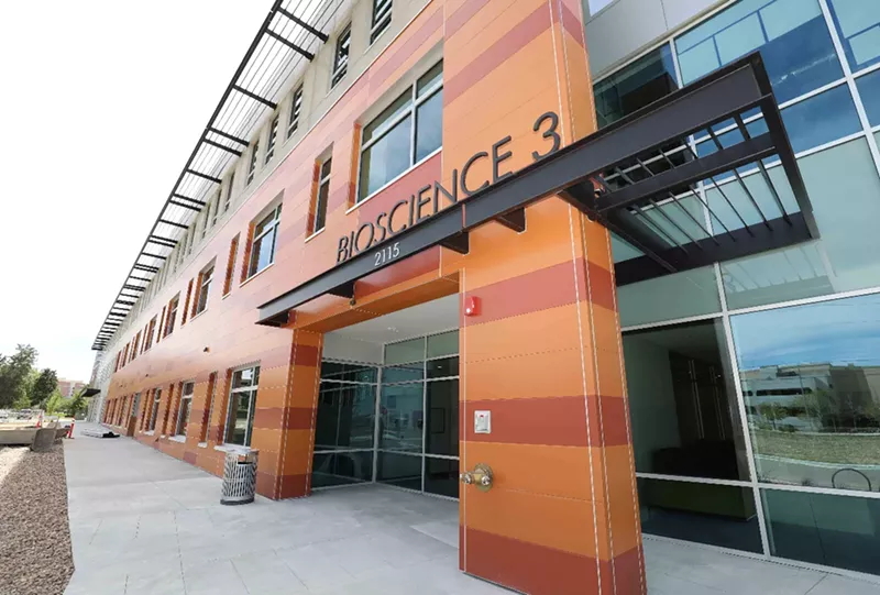 Image: The front of a research facility.