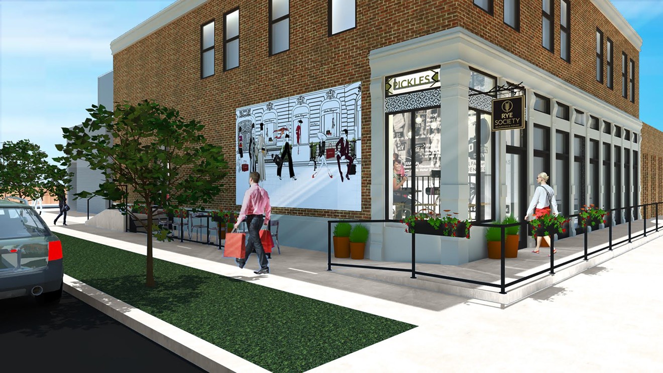 An artist's rendering of the exterior of Rye Society, which will open on Larimer Street next year.