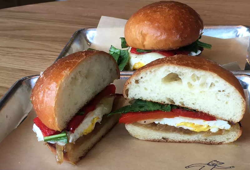 Image: A veggie breakfast sandwich; meatier options are also available.