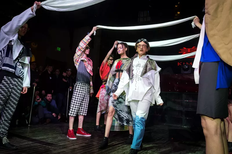 Image: Fashion designer and artist Francis Roces at the finale of the Artopia fashion show at The Church.