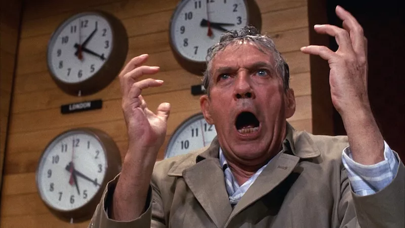 Image: The Art on Film series concludes with a screening of Network at dusk on Thursday, September 21, at MSU's Center for Visual Art.