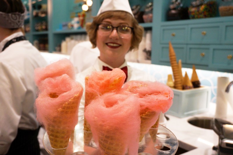 Cotton-candy-lined cones at the brand-new Sweet Cooie's.