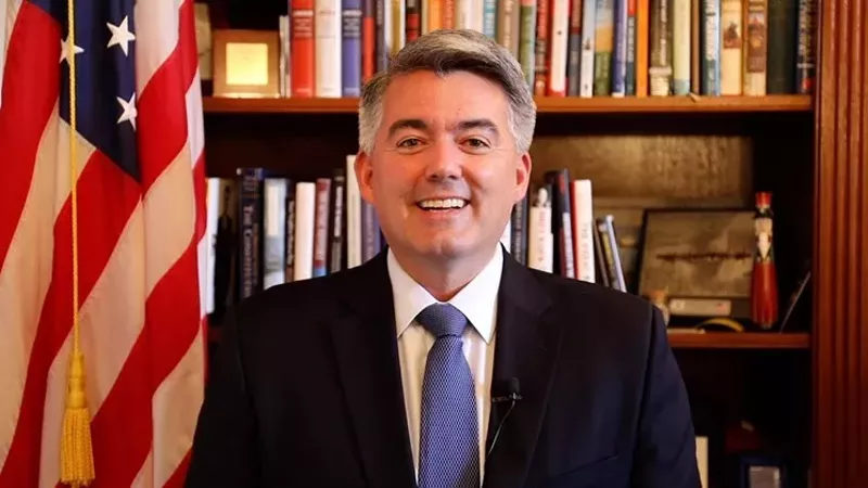 Image: Senator Cory Gardner seen delivering his July 4th message.