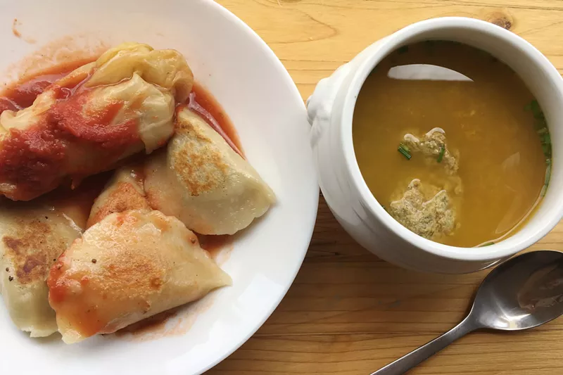 Image: Pierogies, cabbage rolls and liver dumpling soup are among the options at Gaby's in Lakewood.