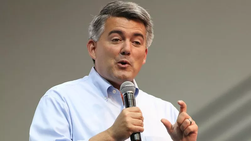 Image: Senator Cory Gardner during a 2017 town hall in Lakewood.
