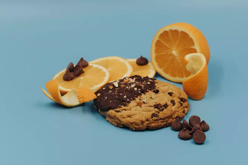 Image: The chocolate-covered pretzel orange zest cookie from Gnarly Mountain Cookies.