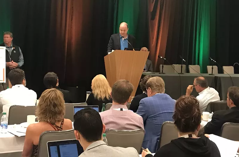 Image: Colorado Governor Jared Polis addressed a full room at the AHPA CBD Hemp Congress Friday, August 16.