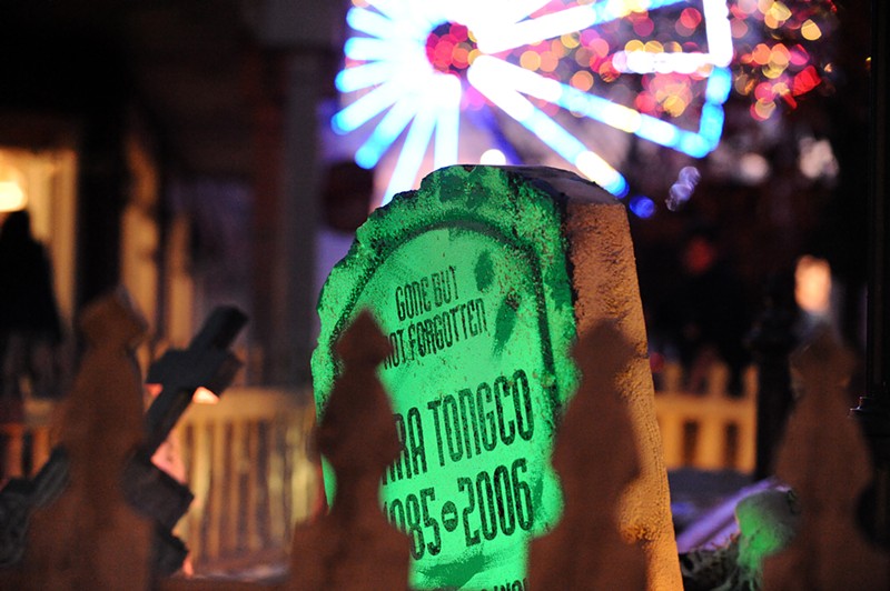 The coffin challenge is part of Fright Fest at Elitch Gardens.