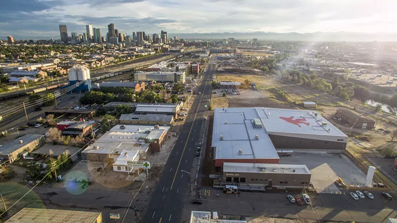 Image: Great Divide Brewing, foreground, is selling the vacant 2.4 acres next door.