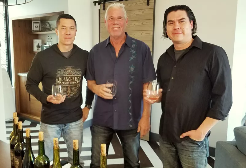 Image: James Blanchard, Jene Chapanar and Mark Blanchard (left to right) are ready to greet customers at the new Blanchard Family Wines tasting room.