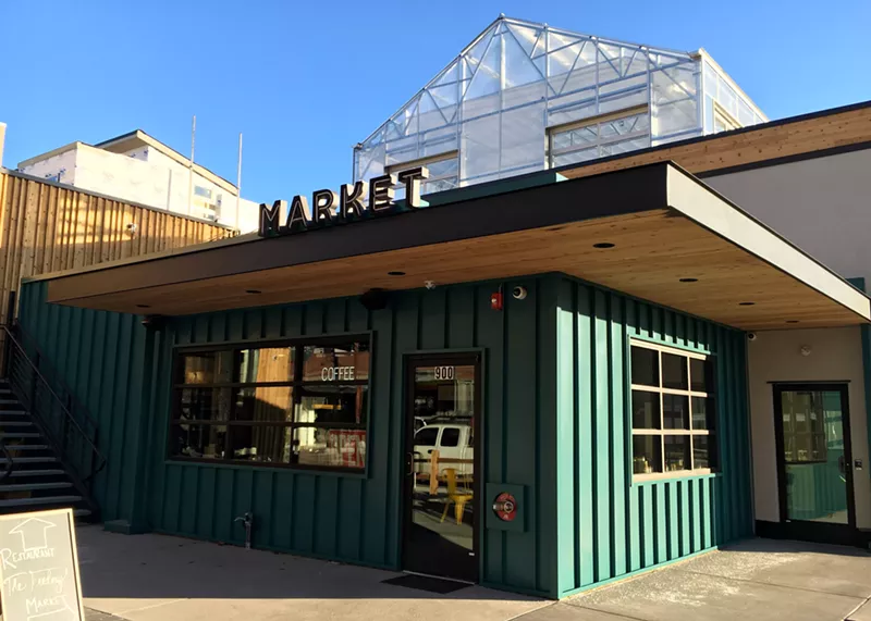 Image: Grow & Gather's market and rooftop greenhouse.