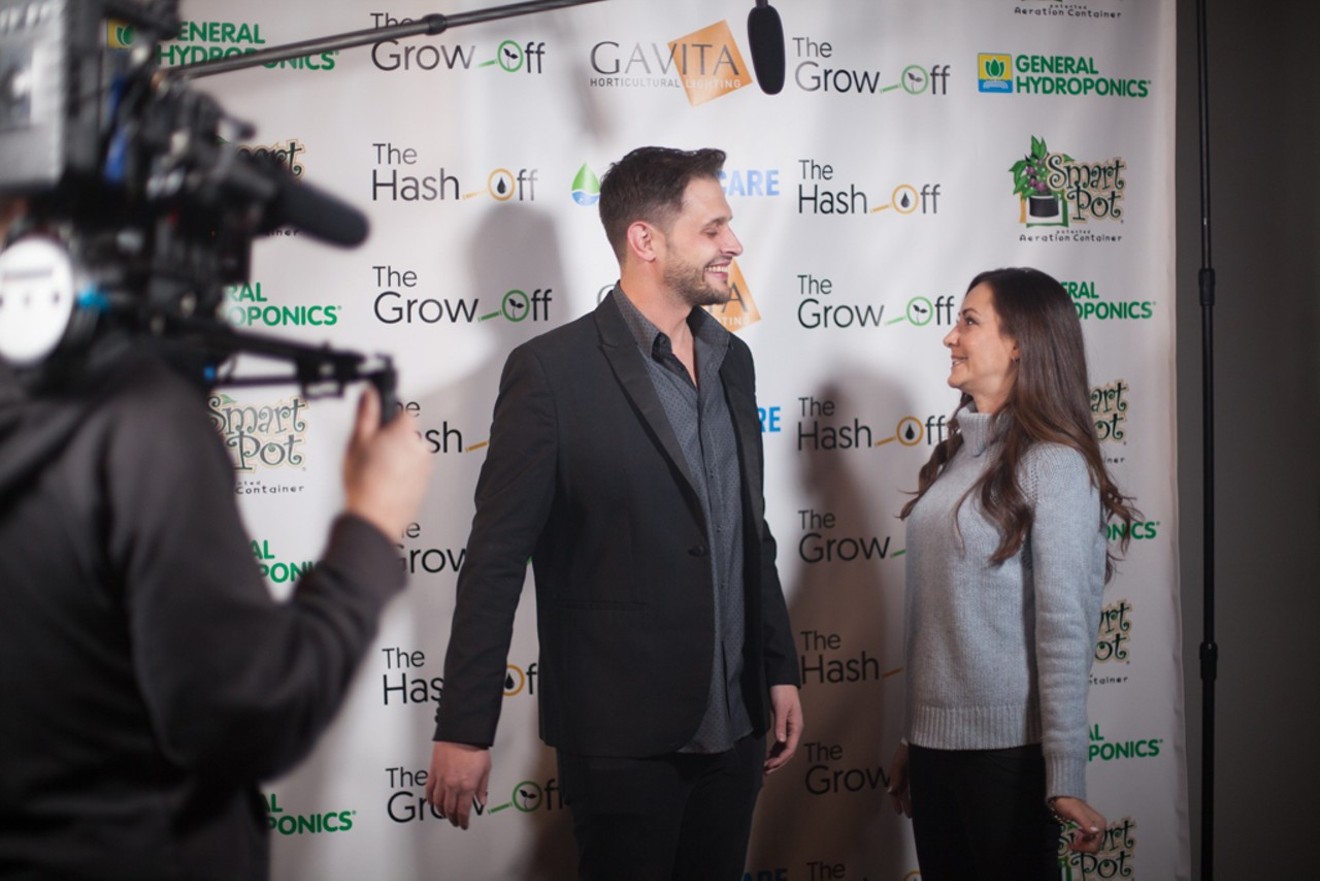 Jake Browne and cannabis celebrity Dr. Dina at a Grow-Off party.