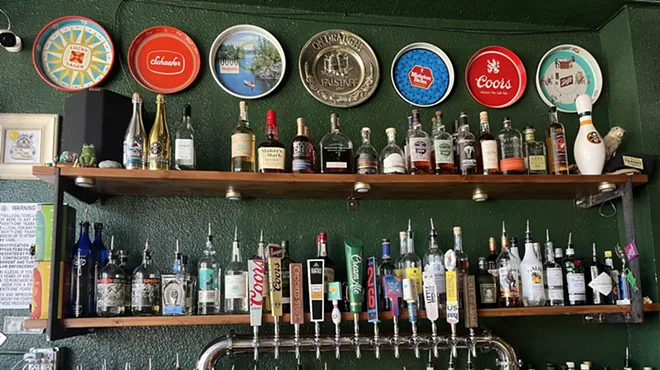 liquor bottles on shelves