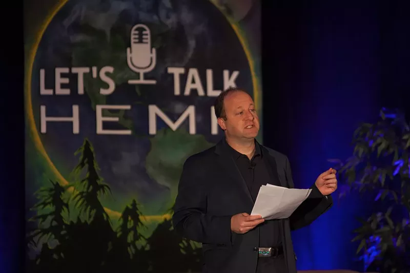 Image: Governor Jared Polis spoke to a packed room at the NoCo Hemp Expo about hemp's future in Colorado.
