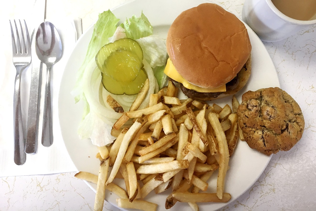 A burger, fries, a drink and a cookie — all for $6. The cheese will run you extra, though.