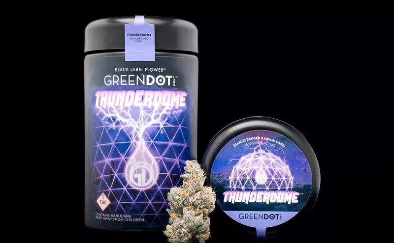 Image: Thunderdome flower and jars from Green Dot Labs