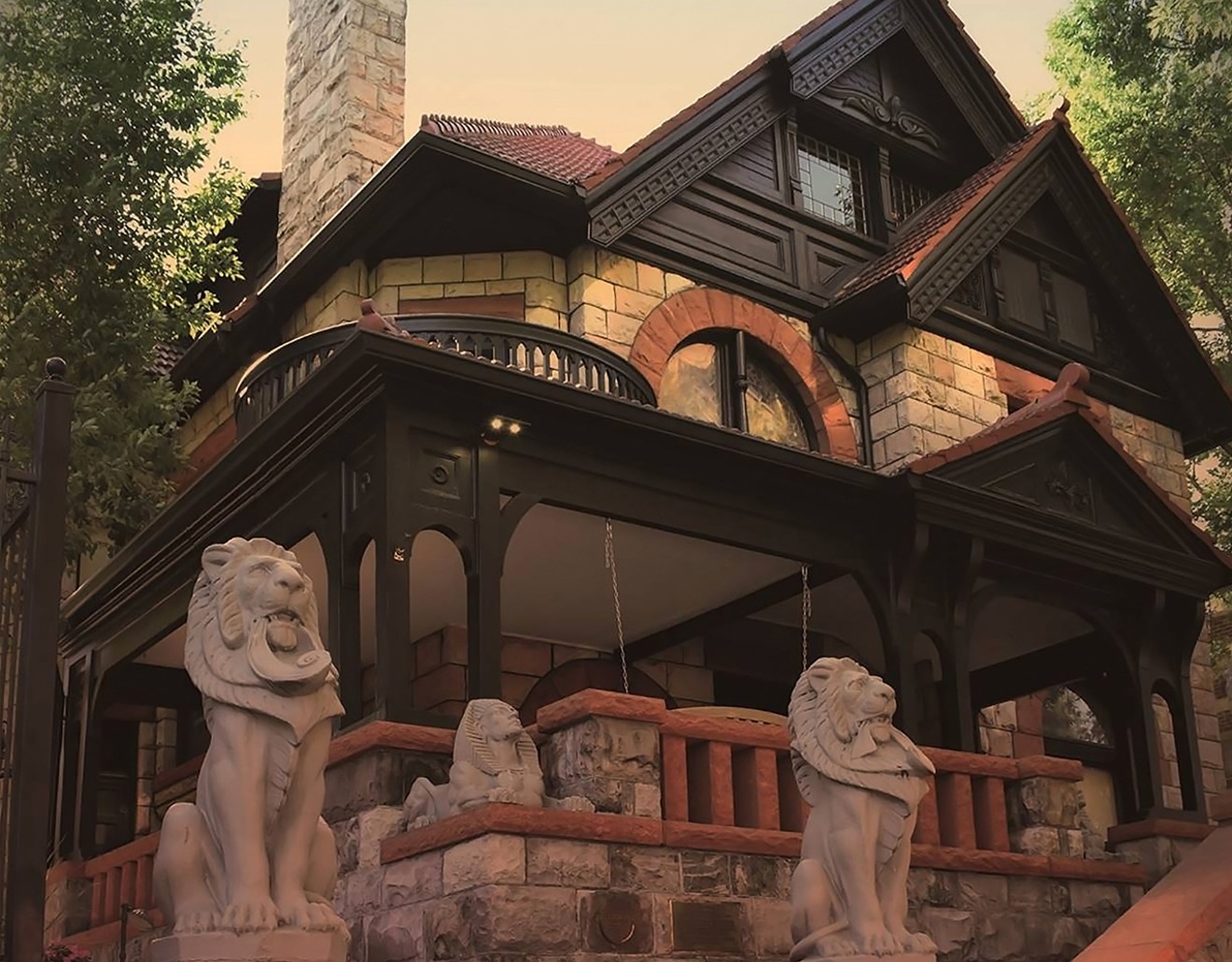 Lions stand guard over the Molly Brown House Museum.
