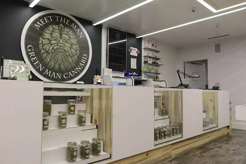 Image: Inside Green Man Cannabis, a Denver dispensary co-owned by Corey Buffkin.